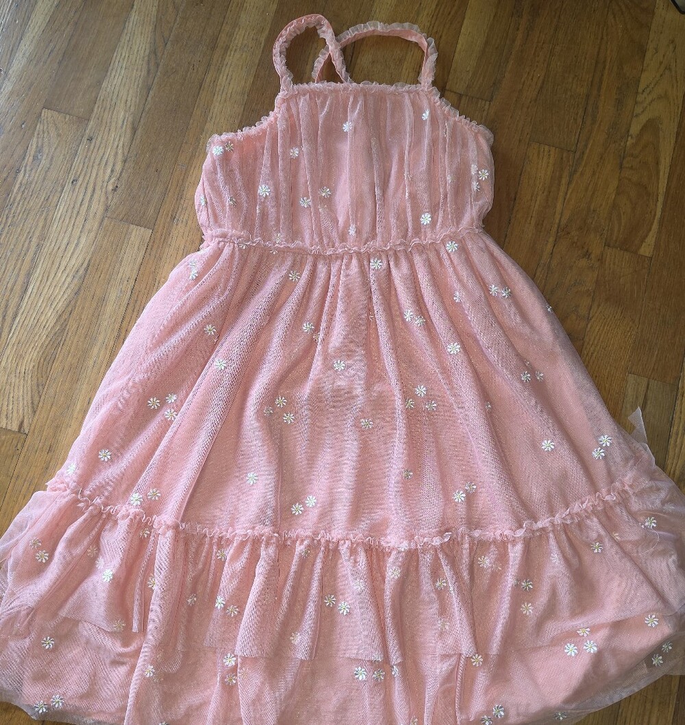 Cat & Jack Pink Tiered Daisy Mesh Sundress